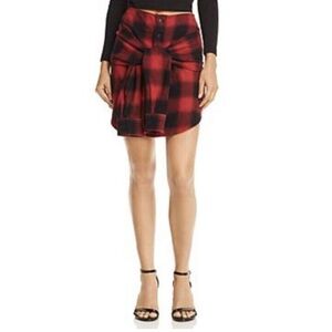 Pistola XS Red Black Soft Buffalo Check Emilee Tie Front A Line Mini Skirt